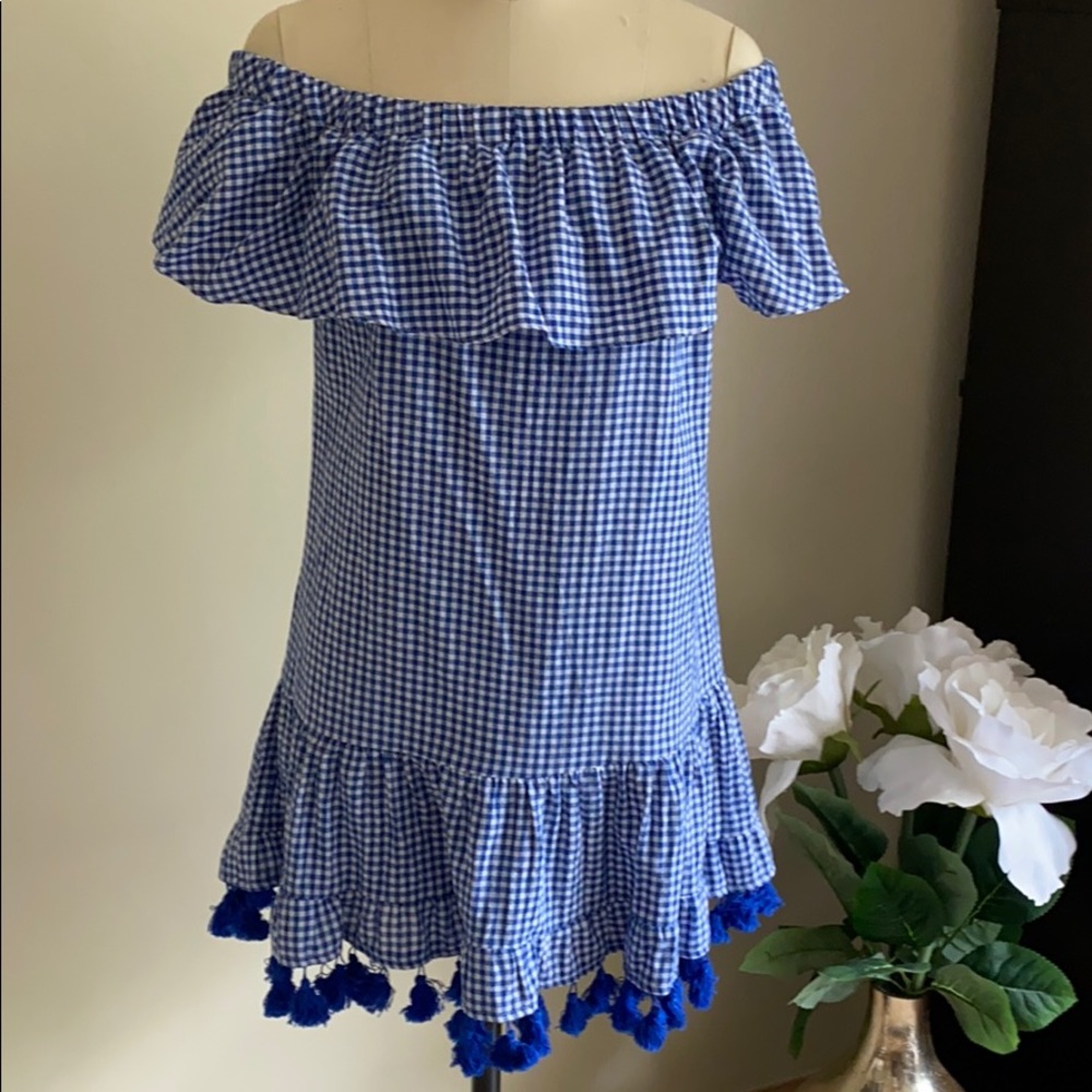Off shoulder gingham dress
